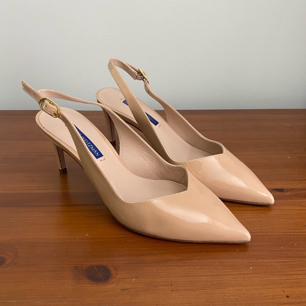 Stuart Weitzman sling back patent leather heels